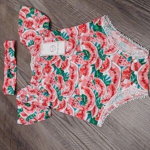 Royal tots Watermelon Shirt with Matching Headband Size 12 to 24 months